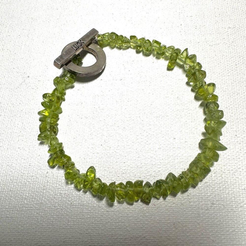 Peridot sterling silver luck toggle bracelet